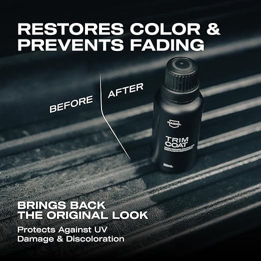Nasiol TrimCoat Hydrophobic Ceramic Coating Kit – Plastic Trim Restorer for Cars, Restores Faded Trim to Original Color, Up to 2 Years Durability, Ultimate UV Protection, Easy Application – 1.01 oz
