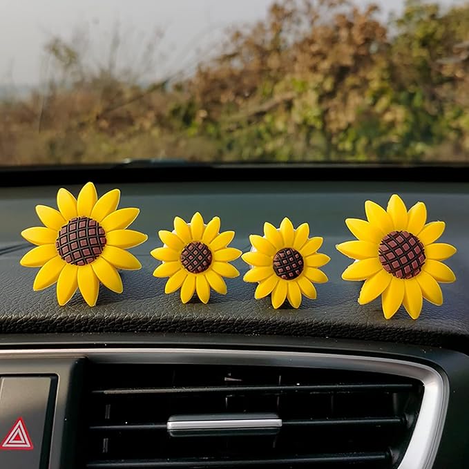 2 Pieces Sunflower Air Freshener Clips Cute Car Air Vent Clip Charm Car Interior Decor Sun flower Accessories Decorations