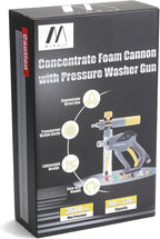 M MINGLE Concentrate Foam Cannon with Pressure Washer Gun, Ready-to-Use Mini Soap Cannon with 5 Nozzle Tips, 1/4" Quick Connect for Thick Sudsy Wash