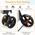 Giantex Double Pet Stroller with 2 Detachable Carrier Bags, Safety Belt, 4 Lockable Wheels, Folding Cat & Dog Stroller for Small Medium Pets, Cats Dogs Puppy Travel Strolling Cart (Gray)