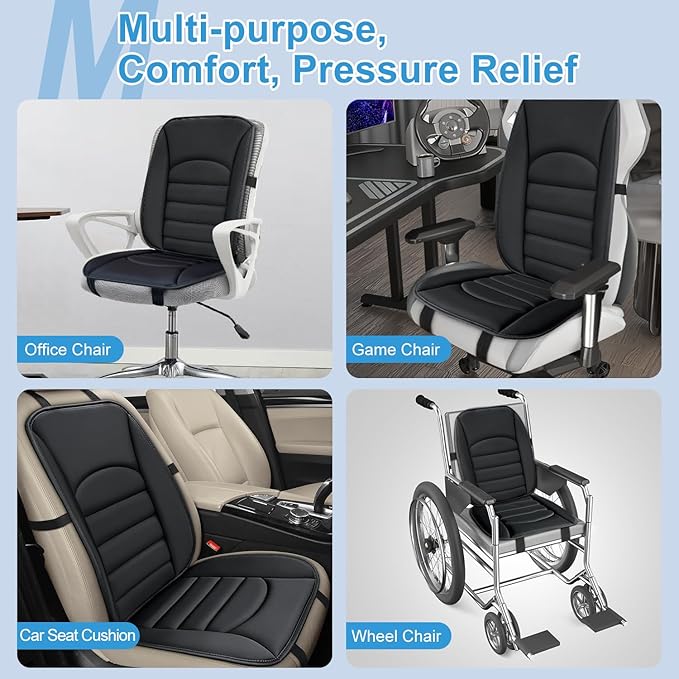 Sanwom Car Seat Cushion Chair Cushions Set with Back Support,1.2in Memory Foam Pressure Relief Non-Slip Design Truck Seat Cushion for Driving, Ergonomic Chair Seat Pad for Office Gaming Wheelchair