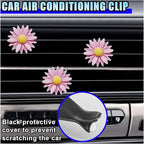 3PCS Daisy Flower Car Dashboard Air Vent Trim Clip, Cute Daisy Air Conditioner Outlet Clip Car Charm for Women, Car Air Vent Clip Auto Interior Decoration for Girls Present (Pink)