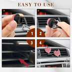 2PCS Heart-Shaped Car Vent Clip with Rhinestone, Car Vent Accessory, Bling Heart Charm Air Conditioning Outlet Clip, Auto Diffuser Air Freshener Charm for Women Girls (Pink, Heart)