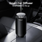 Waterless Essential Oil Diffuser Starter Kit with 4 x 10mL Fragrance Scent Oil, Smart Auto On/Off Car Diffuser Air Freshener, 1/8/24H Timer& 2 Mist Levels Scent Diffuser for Car (Black)
