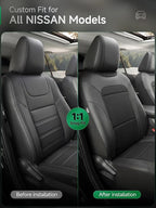 GIANT PANDA Air Cool Mesh Car Seat Cover Custom Fit Nissan Rogue Altima Sentra Versa Kicks Frontier Murano,Breathable Cooling Seat Protector with Leather Back Pannel(Black)