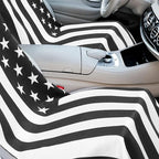 2 Pack Car Seat Towel Covers with Storage Bag 63 x 32 Inch Athletic Running Towel Seat Sweat Washable Non Slip Cover Gift for Car Outdoor Sport Activities (Black White American Flag)