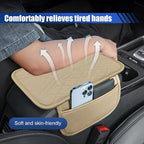 Car Center Console Cover with 2 Storage Bags - Leather Car Armrest Cushion Pad Vehicle Middle Console Cover, Universal Armrest Seat Box Protector Auto Interior Accessories for SUV, Truck, Sedan(Beige)