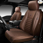 CAR PASS Nappa Leather Car Seat Covers Full Set, Luxury Seat Protector for Cars, Waterproof Anti-Slip Seat Cushion Armrest Compatible Airbag Universal for Sedan SUV Pick-up Truck Auto,Brown
