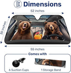 GENANY Bear Couple Funny Windshield Sun Shade for Car SUV Truck (55x30 Inches),Sun Shade Windshield, Shades for Windows, Protector Blocks UV, Spring Car Decor