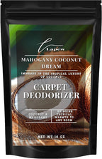 Lapew Mahogany Coconut Dream Carpet Deodorizer Powder - Pet Safe Freshener for Vacuuming | Scented Odor Eliminator for Home | 16 oz