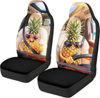 Pineapple Car Seat Covers Set of 2 Funny Breathable Front Seat Covers Stretch Polyester Fabric Cover Removable Automotive Accessories Universal Fit for Cars SUV Sedans