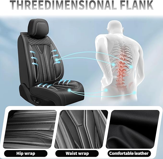 Fit CRV Car Seat Covers Premium Leather for Honda CRV 2015-2025 2026. Waterproof， Breathable, Scratch-Resistant & All-Weather Seat Cushion Protector (Full Set,All Black)