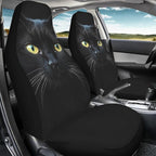 BIGCARJOB Durable Washable Black Cat Car Seat Covers 2pc Front Seat Only Ultra-Soft Universal Auto Drive Seat Protector Cover