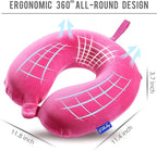 Memory Foam Neck Pillows for Travel - Travel Neck Pillows for Airplanes with Attachable Snap Strap Soft Washable Cover, Flight Neck Pillows Provide Neck Rest for Traveling, Car, Home, Office, Pink