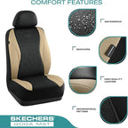 Skechers Car Seat Covers,Leather Seat Covers with GOGA Mat Technology,Waterproof Car Seat Covers Full Sets,Airbag Compatible,Comfort Universal Fit for Most Cars,Vans,Trucks,SUVs,Beige