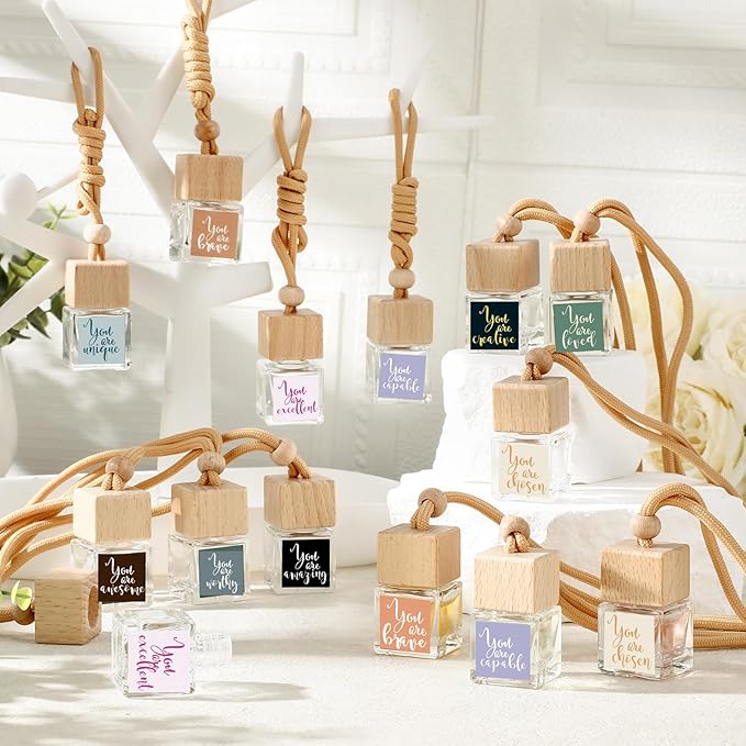 20 Pcs Thank You Gift Bulk Empty Car Air Freshener Diffuser Hanging Ornament Glass Essential Oil Diffuser Teachers Volunteer Staff Employee Appreciation Gifts