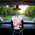 Pink Mini Dried Flowers Bouquet for Car Air Vent Clips, Car Air Outlet Perfume Decoration FlowerVent Clips Air Fresheners Interior Accessories Automotive