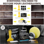 SEISSO Leather Repair Kit for Furniture, Dark Brown Vinyl Repair Kit with Mink Oil Car Interior Leather Recoloring Balm for Scratches, Fading Shoes, Car Seat, Sofa