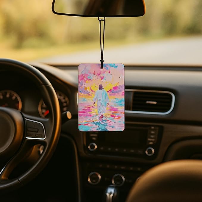 Jesus Christian Car Air Freshener 4 Pcs, Jesus and Girl Dancing Bible Verse Religious Air Freshener Hanging for Cars Books Closet Drawer, Christian Girly Car Accessories for Women Girls