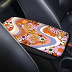 Dreaweet Hippie Flower Car Center Console Cushion Pad,Universal Armrest Seat Box Cover Protector,Comfortable Car Decor Accessories Fit for Most Cars,Trucks,SUV