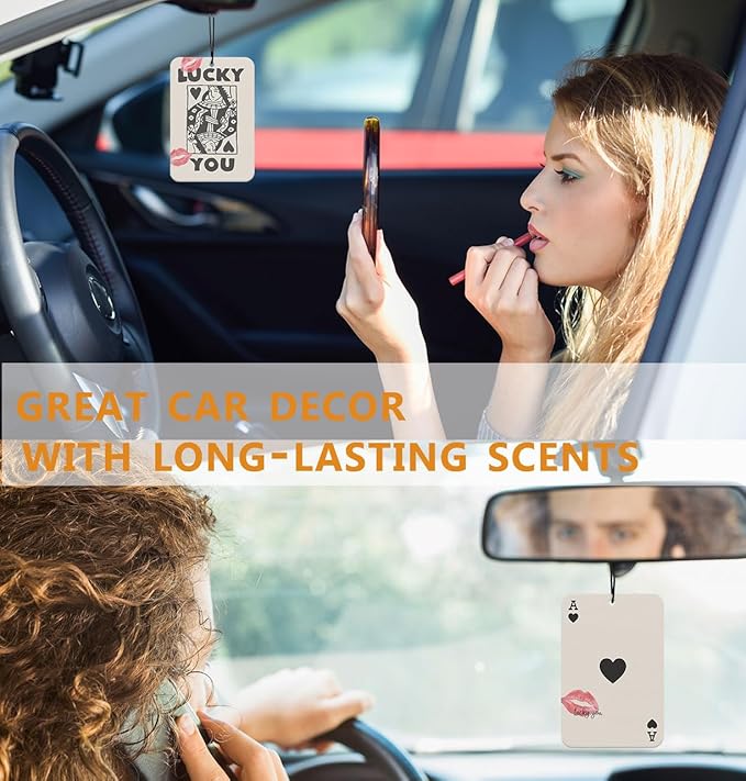 Vintage Preppy Car Air Freshener Cherry Car Accessories Hanging 3Pcs Lucky You Car Mirror Decor Black Brown Girly New Cars Scents, Preppy Retro Casr Accessories for Women Girls(Lavender)