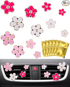 12Pcs PGRODE Car Air Vent Clips with Fragrance Pads, Cute Air Fresheners Clip Car Decor Accessories for Women and Girls, Interior Aesthetic (Daisy)
