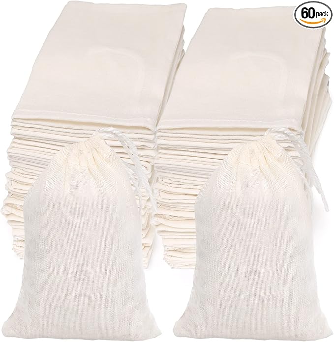 Cotton Bags Muslin Bags Sachet Bag for Home Supplies (4x6 Inch (60 Pack))