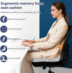 Ergonomic Seat Cushion for Office Chair & Car - Memory Foam Car Cushions for Driving with L-Shaped Design, Adjustable Strap, Non-Slip Bottom - Orthopedic Pad for Truck Driver (Grey)