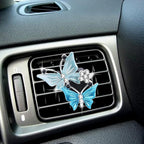 2Pcs Dual Butterfly Diamond Car Air Fresheners Vent Clips, Cute Dual Butterfly Air Vent Clips, Car Air Conditioning Outlet Clip Decorative Interior Accessories(Blue)