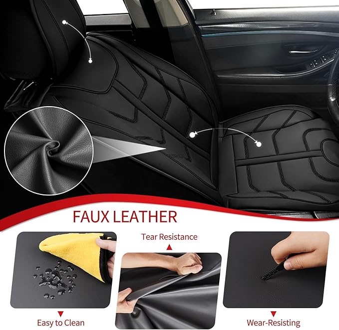 TTX LIGHTING Car Seat Covers fit for Ford Focus 2009-2018 Front Seat: Premium Leather Automotive Seat Cover with Airbag Compatible Waterproof (2 Seats, Black)