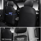 CAR PASS Memory Foam Car Seat Covers,Air Cool Mesh Thick Seat Covers Front Seats,Gray Metal Film Leather Seat Cover for Car,Universal Automotive Comfort for Most Car,Truck,Airbag Compatible,Black/Grey