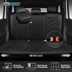 CAR PASS Luxury Nappa Leather Back Seat Covers, Piping Water Resistant Premium Faux Leather Rear Bench Seat Covers, Breathable Backseat Cover Universal Fit for Most Sedan SUV Van Truck, Black