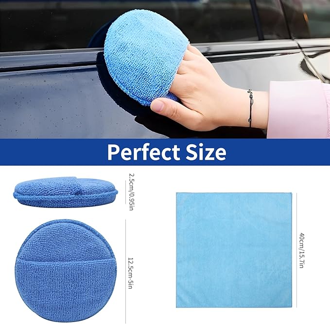 Microfiber Wax applicator pad,car Wax applicator pad with Finger Pocket Wax, Foam applicator Pads for car Detail,Buffing Polishing Foam Pads for Car Cleaning and Fine Polishing (5 inch,6 Pack)