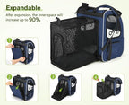Pecute Pet Carrier Backpack, Cat Backpack Carrier, Expandable with Breathable Mesh for Small Dogs Cats Puppies, Dog Backpack Carrier for Hiking Travel Camping Outdoor, Hold Pets Up to 17 Lbs