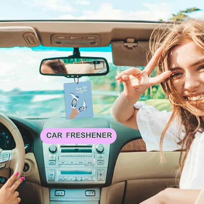Cute Blue Western Coastal Cowgirl Car Air Freshener, Preppy Blue Lucky 8 Ball Guest Check Air Freshener Hanging 3 Pcs for Cars Closet Drawer or Books, Girly Car Accessories Mirror Decor for Women