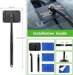 Car Windshield Cleaner Tool with Extendable Handle, Inside Auto Window Glass Cleaning Kit with 5 Washable Microfiber Pads, Streak-Free Defogger Wand for Deep Dashboards & SUVs