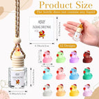 24 Set Christmas Hanging Car Air Freshener Car Diffuser Bottles Bulk Employee Appreciation Gifts Empty Glass Perfume Bottle with Resin Ducks and Merry Ducking Christmas Tags for Essential Oil