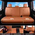 Huidasource Tacoma Car Seat Covers Brown Fit for 3rd Gen Toyota Tacoma 2016-2023 Double & Crew Cab SR SR5 Limited TRD Sport/Pro/Off Road, Front & Back Leather Truck Seat Cover (Full Set/Brown)