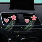 4PCS Car Air Vent Clips with Fragrance Pads, Cute Flower Car Air Fresheners Vents Clips Diamond Vent Clip Auto Interior Decor Charm Bling Auto Accessories Decoration for Women (Pink)