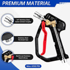 4350 PSI Short Pressure Washer Gun, 1/4” Quick Connector High Pressure Washer Gun with 3/8" Male Plug and M22-14 Fitting, Power Washer Gun Compatible with Foam Cannon, Car Wash Foam Gun
