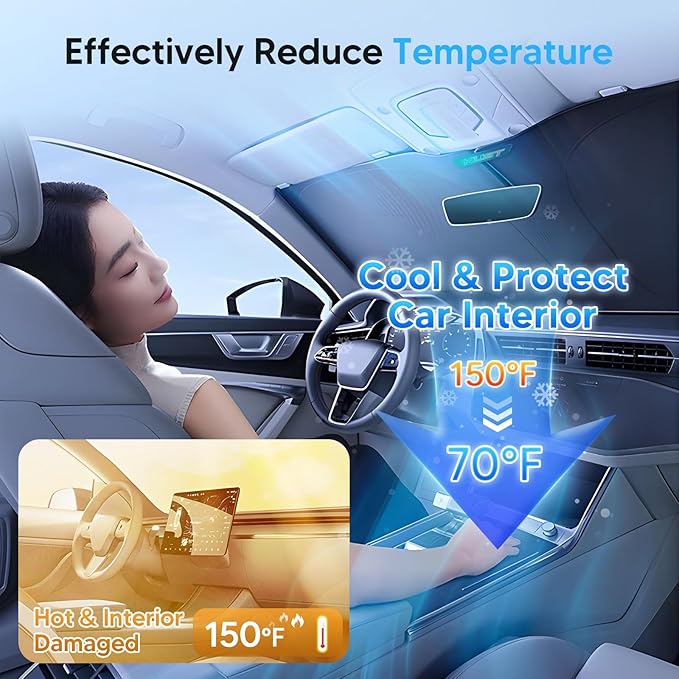 KUST Windshield Sun Shade for Honda Civic 2016-2021 Accessories Sunshade Foldable Window Sun Visor Protector Blocks UV Rays Keep Your Car Cooler