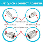 4 PCS Pressure Washer Coupler Quick Connect Fittings，1/4 in NPT Female and Male Thread (Premium Pressure Washer Hose Adapter Set), Stainless Steel Hose Connector, 2 Set