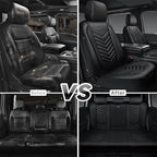 CAR PASS 3D Foam Faux Leather Car Seat Covers Full Set,Waterproof Leather Seat Cover for Cars,Luxury Universal Fit for SUV Truck Sedan Automotive, Armrest Airbag Compatible Anti-Slip, All Black