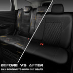 CAR PASS Faux Leather Back Seat Cover, Universal Quilting Waterproof Bench Rear Seat Cover Universal car seat Cover Fit 95% Automotive Interior Covers for Sedans SUVs Vans Small Trucks, All Black