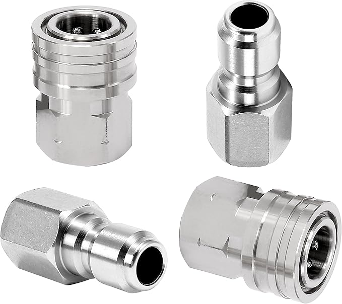 M MINGLE Pressure Washer Adapter, 2 Sets 3/8 Inch Quick Connect Fittings, Stainless Steel Pressure Washer Fittings, Male and Female Power Washer Quick Disconnect Kit, 5000 PSI