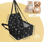 PetsHome Dog Car Seat Foldable Dog Car Booster Seat Waterproof Breathable Oxford Travel Bag for Small to Medium Dogs, Puppies, and Pets-Footprint Black