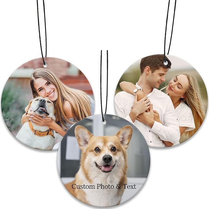 Custom Air Freshener for Car, Personalized Air Fresheners, Custom Double Sided photo Air Freshener, for Wardrobe,Bathroom and Hanging Ornaments (Round)