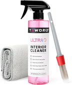 Premium Car Interior Cleaner (17oz Brush + Towel) | Interior Car Cleaner for Leather, Vinyl, Glass & Plastic | Residue-Free Matte Finish for Upholstery, Dash, Trim & Screens - Safe on All Surfaces