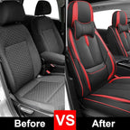 Fit for 98% of Mercedes Benz Car Seat Covers with Headrests, Premium Nappa Leather Seat Cover, Fully Wrapped Protect Modern Style Seat Cover (2-Seat Luxury, Black & Red)