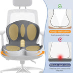 Ergonomic Seat Cushion for Office Chair & Car - Memory Foam Car Cushions for Driving with L-Shaped Design, Adjustable Strap, Non-Slip Bottom - Orthopedic Pad for Truck Driver (Grey)